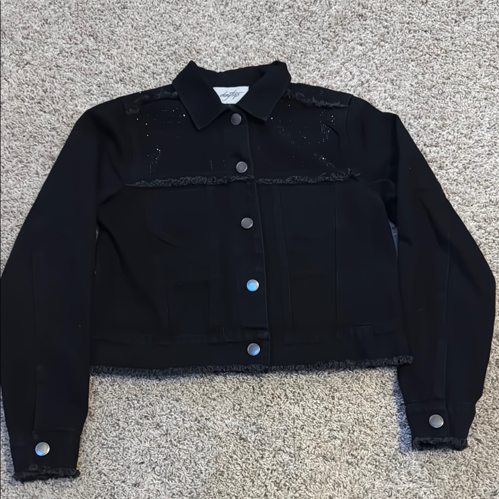 Women's Black Denim Rhinestone Jacket